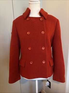 Kate Hill Double-Breasted Rust Colour Wool Peacoat